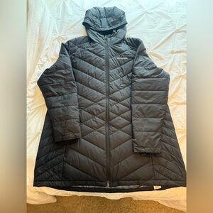Women's Black Quilted Hooded Columbia Heavenly Long Jacket Coat - LIKE NEW! 2X